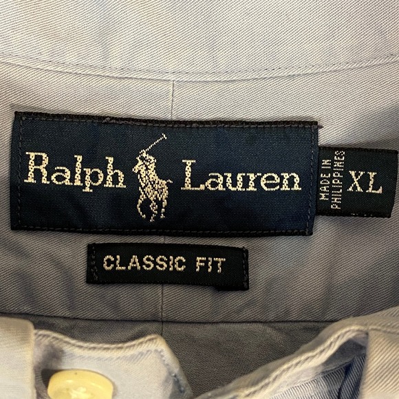 Ralph Lauren Classic Fit Shirt Mens XL Button Down Shirt Light Blue Pink Pony - Picture 3 of 10